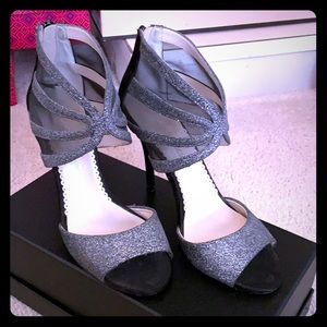 Caparros Silver Black Heels